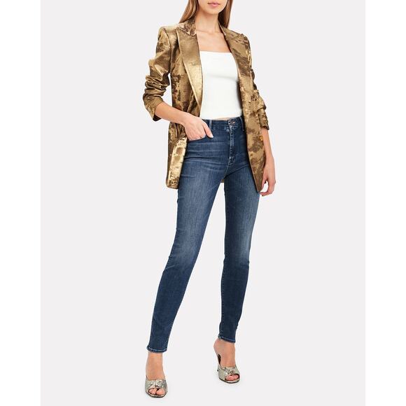 MOTHER Denim - MOTHER The Looker Groovin High Waist Skinny Jeans Denim Dark Womens 24